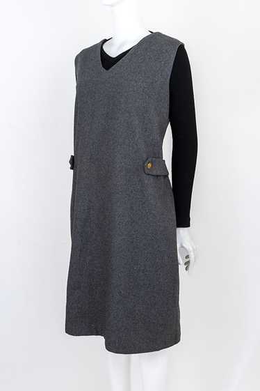 1960s Grey Flannel Wool Jumper Dress