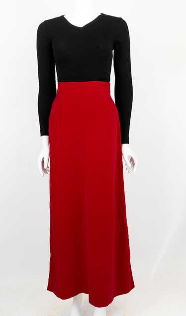 1970s Vintage Red Velvet Maxi Skirt