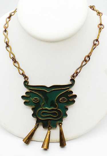 Mexico Casa Maya Green Mask Necklace