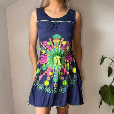 Desigual Mini Dress - Small Blue Cotton Blend - image 1