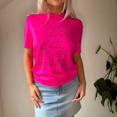 Fiorucci Graphic Baby Tee - Large Pink Nylon Blend - image 1