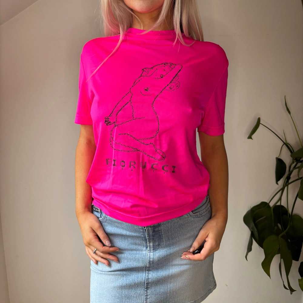 Fiorucci Graphic Baby Tee - Large Pink Nylon Blend - image 3