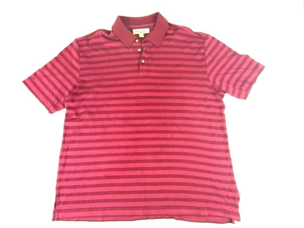 Mens Tommy Bahama Polo Shirt XL Red Stripe Short … - image 1