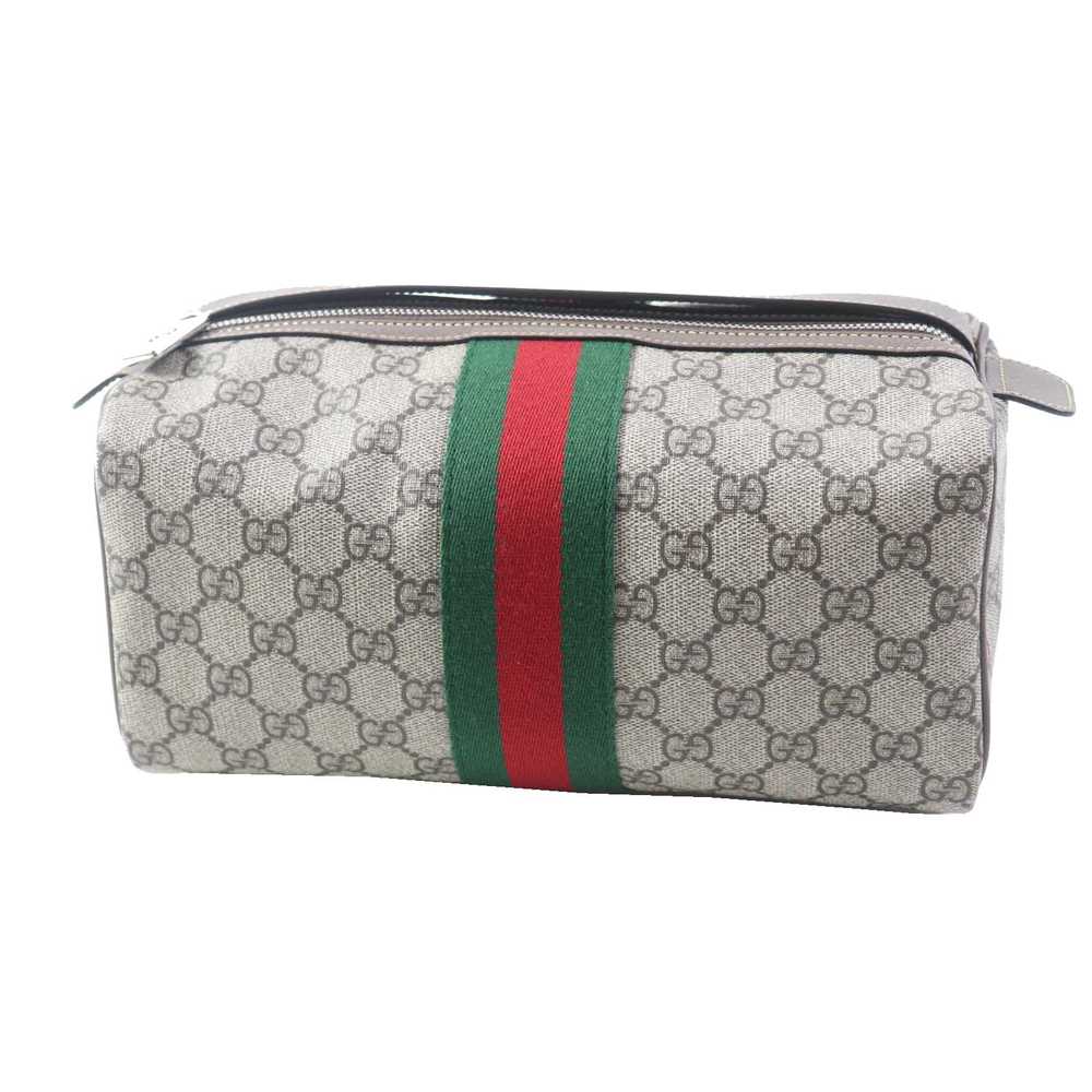 GUCCI Pouch 759689 Leather x GG Supreme canvas Be… - image 1