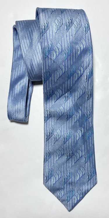 LANVIN PARIS BLUE TIE 100% SILK GEOMETRIC 60''/3.5