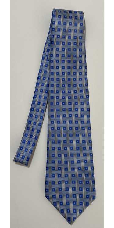 LANVIN PARIS BLUE TIE 100% SILK GEOMETRIC 60"/3.5… - image 1