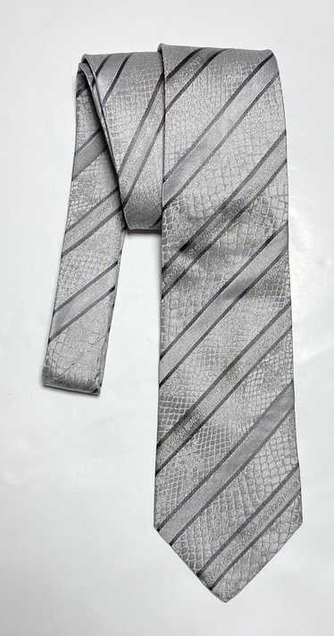 ROBERTO CAVALLI GRAY TIE 100% SILK STRIPED 60"/3" 