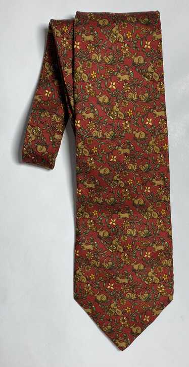 SALVATORE FERRAGAMO RED TIE 100% SILK GEOMETRIC 58