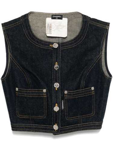 CHANEL Pre-Owned 1996 Sleeveless Vest Denim Jacket