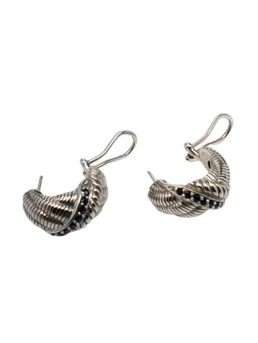 Judith Ripka Sterling Silver Sapphire Rope Earrin… - image 3