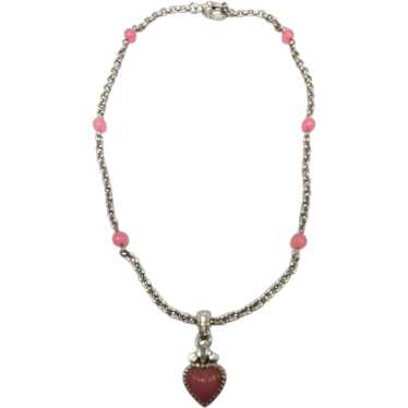 Judith Ripka Sterling Silver Pink Beaded Chain Wi… - image 1