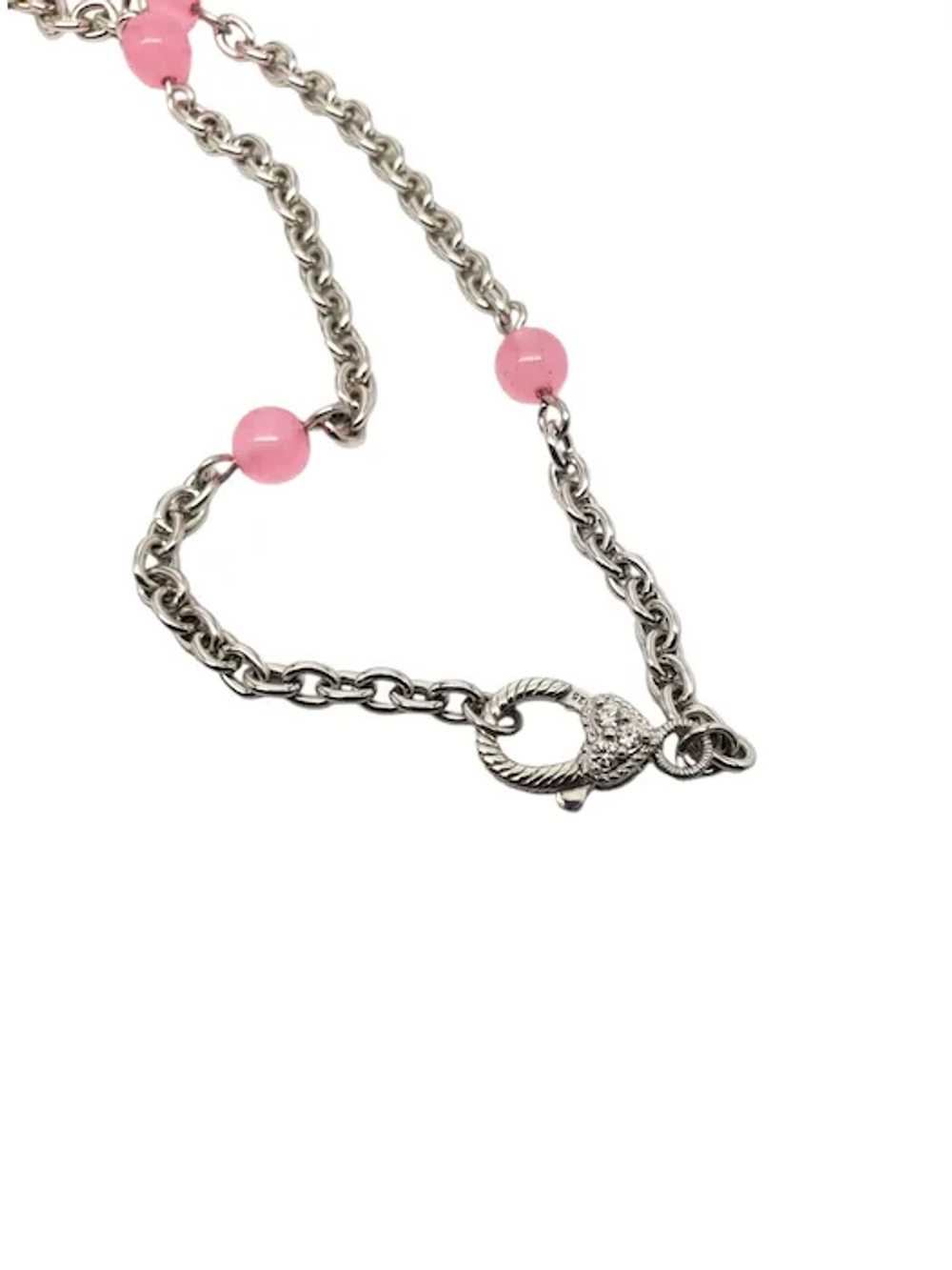 Judith Ripka Sterling Silver Pink Beaded Chain Wi… - image 3