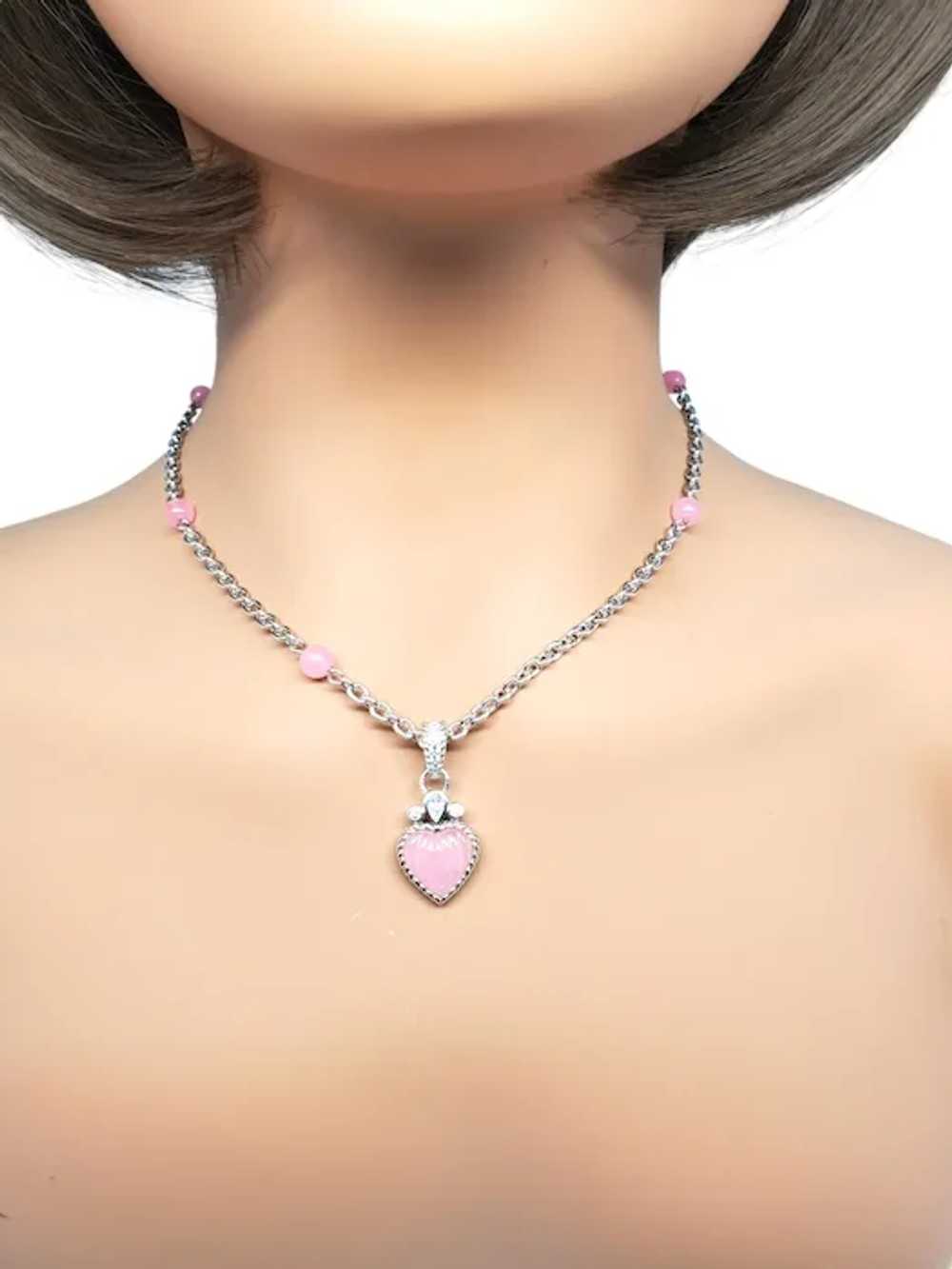 Judith Ripka Sterling Silver Pink Beaded Chain Wi… - image 8