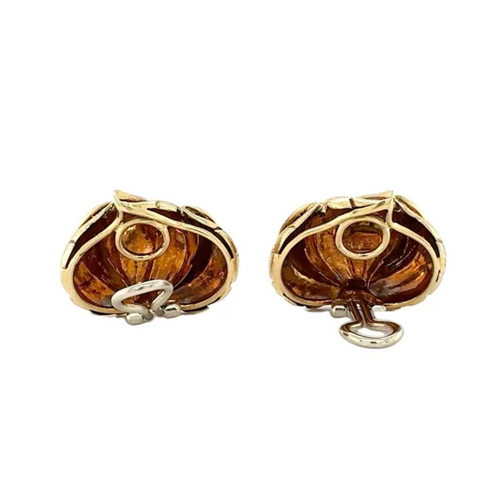 18k Yellow Gold Leaf Motif Earclips - image 3