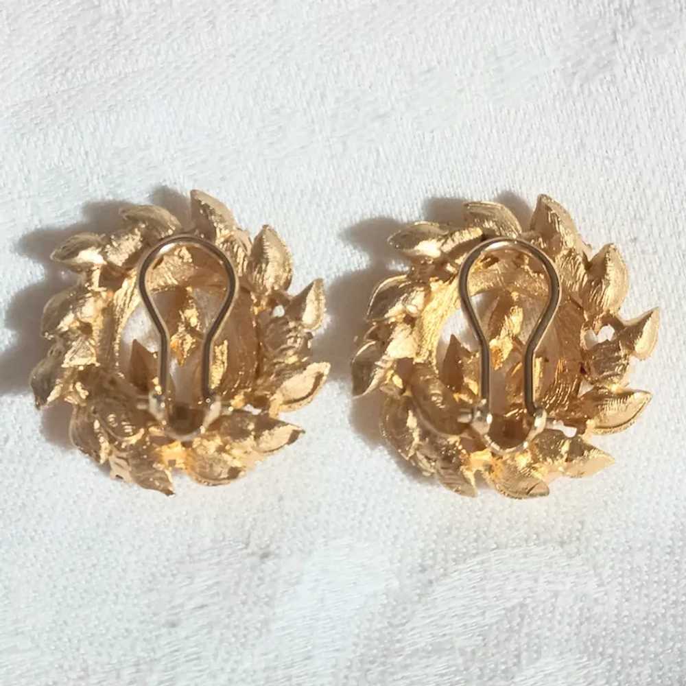 Goldette rhinestone circle wreath clip earrings g… - image 3