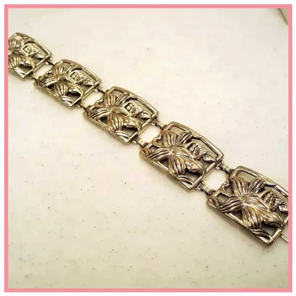 Vintage Danecraft Sterling Flower Bracelet - image 4