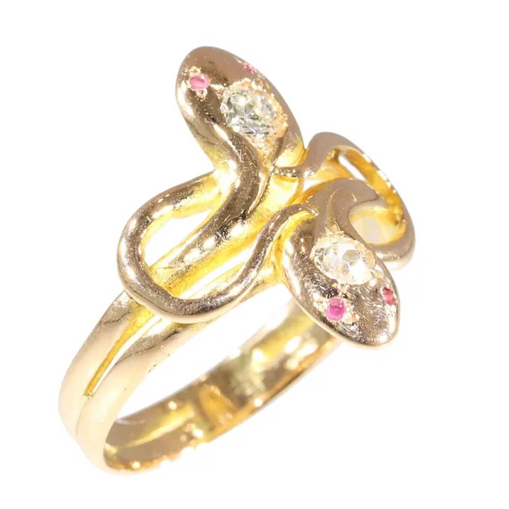 Symbolic Elegance: Antique Double Snake Ring with… - image 10