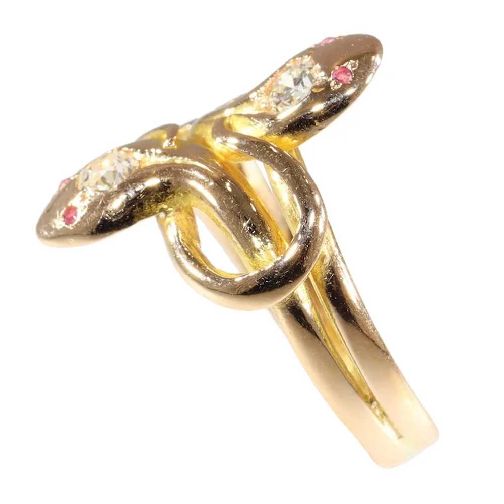 Symbolic Elegance: Antique Double Snake Ring with… - image 6