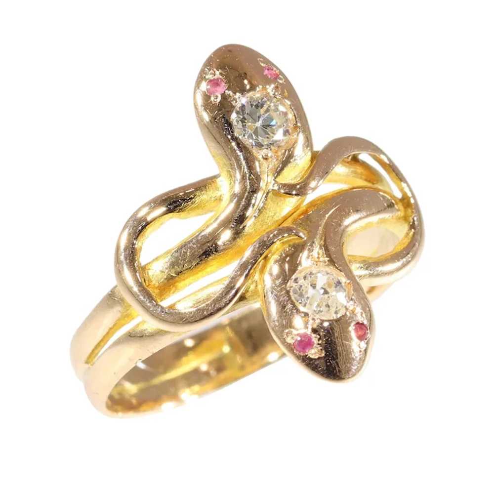 Symbolic Elegance: Antique Double Snake Ring with… - image 7