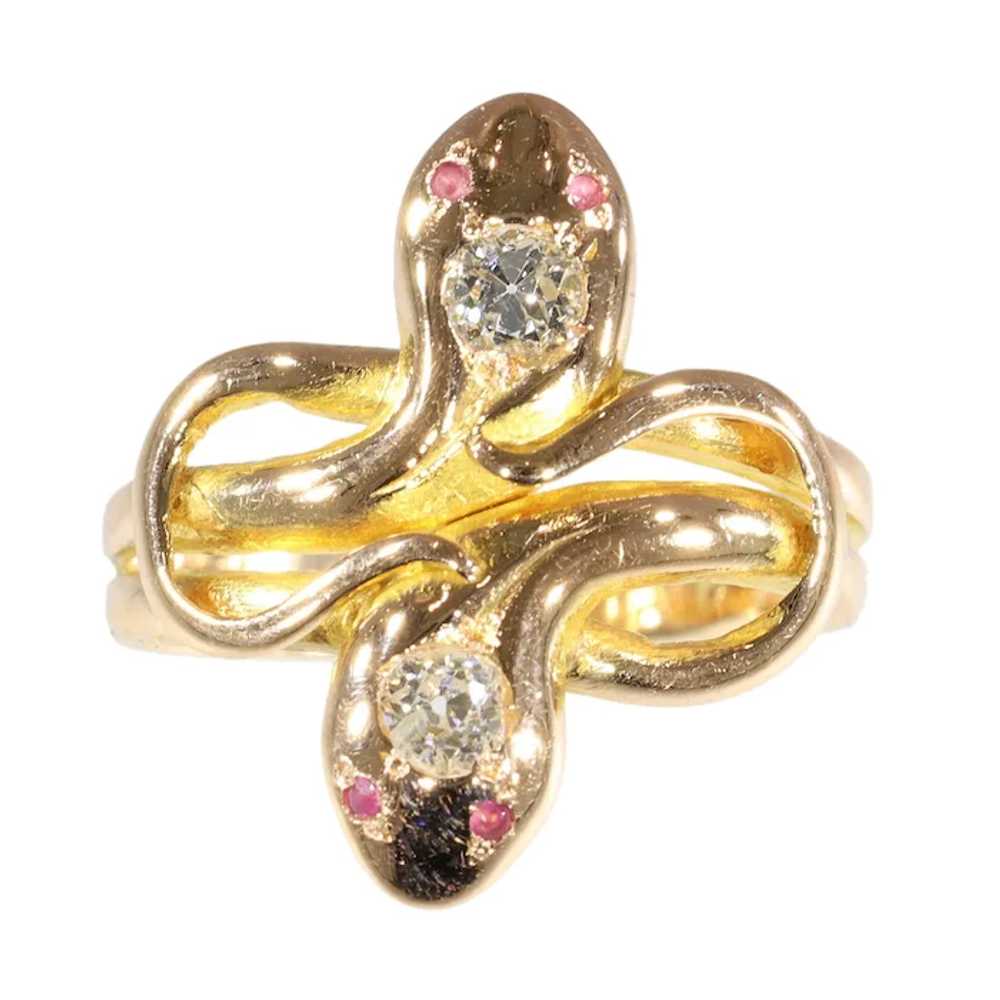 Symbolic Elegance: Antique Double Snake Ring with… - image 9