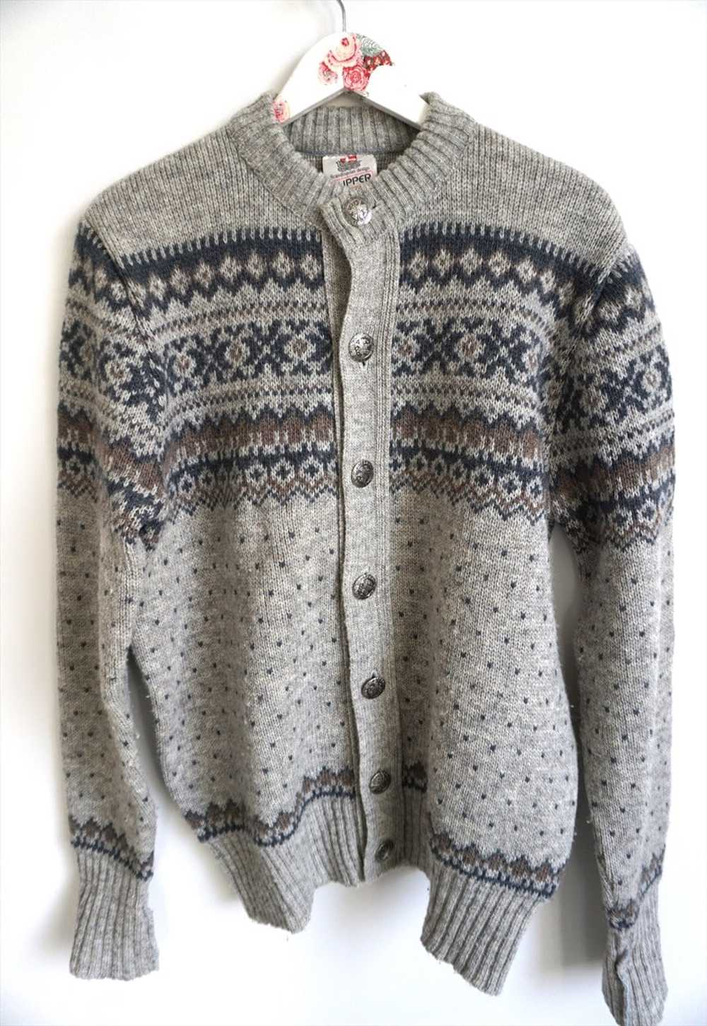 Vintage Norwegian Sweater Jumper Cardigan Wool Da… - image 1