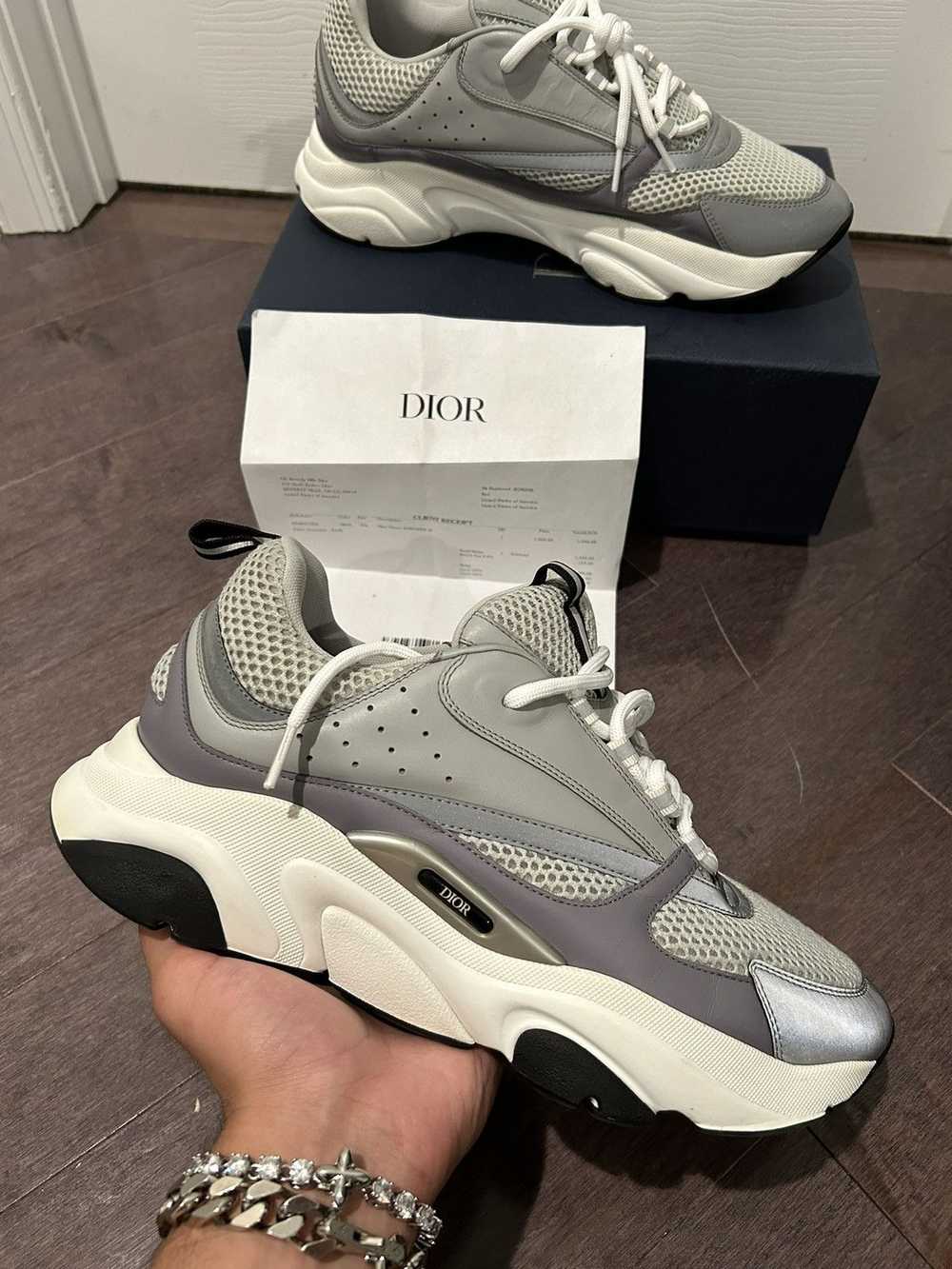 Dior Dior B22 calf mesh sneaker grey lavender whi… - image 1