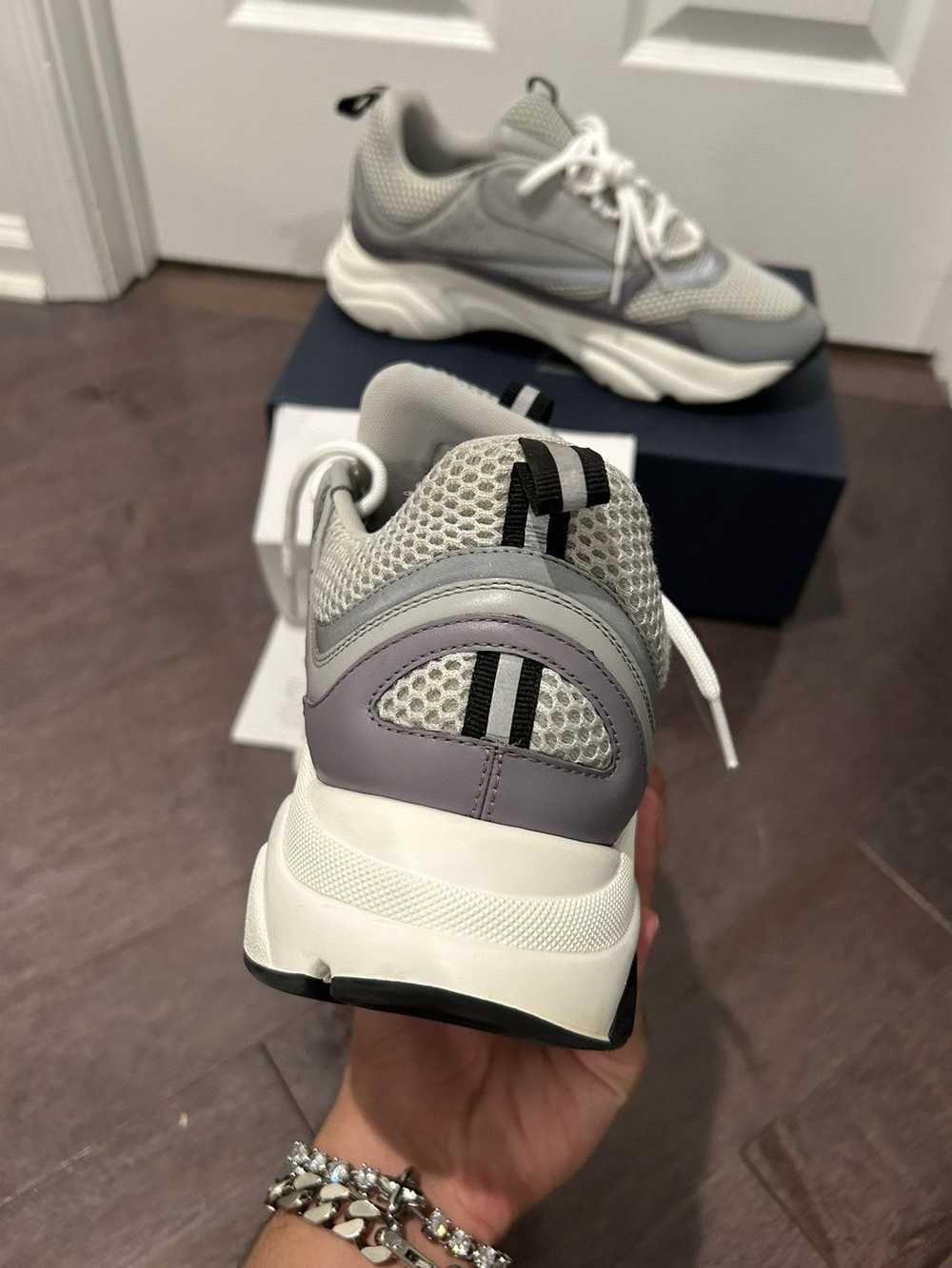 Dior Dior B22 calf mesh sneaker grey lavender whi… - image 3