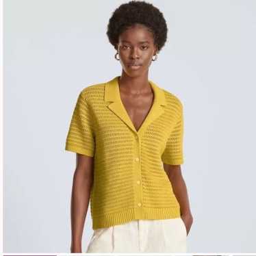 Everlane Everlane Crochet Knit Yellow Polo - image 1