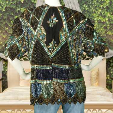 Vintage Vintage Birjand Beaded Sequin Silk Party … - image 1