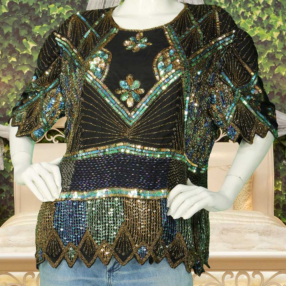 Vintage Vintage Birjand Beaded Sequin Silk Party … - image 3