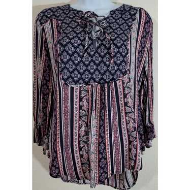 Other Cato Blue Pink Hi Low Hem Multi Print Top Me