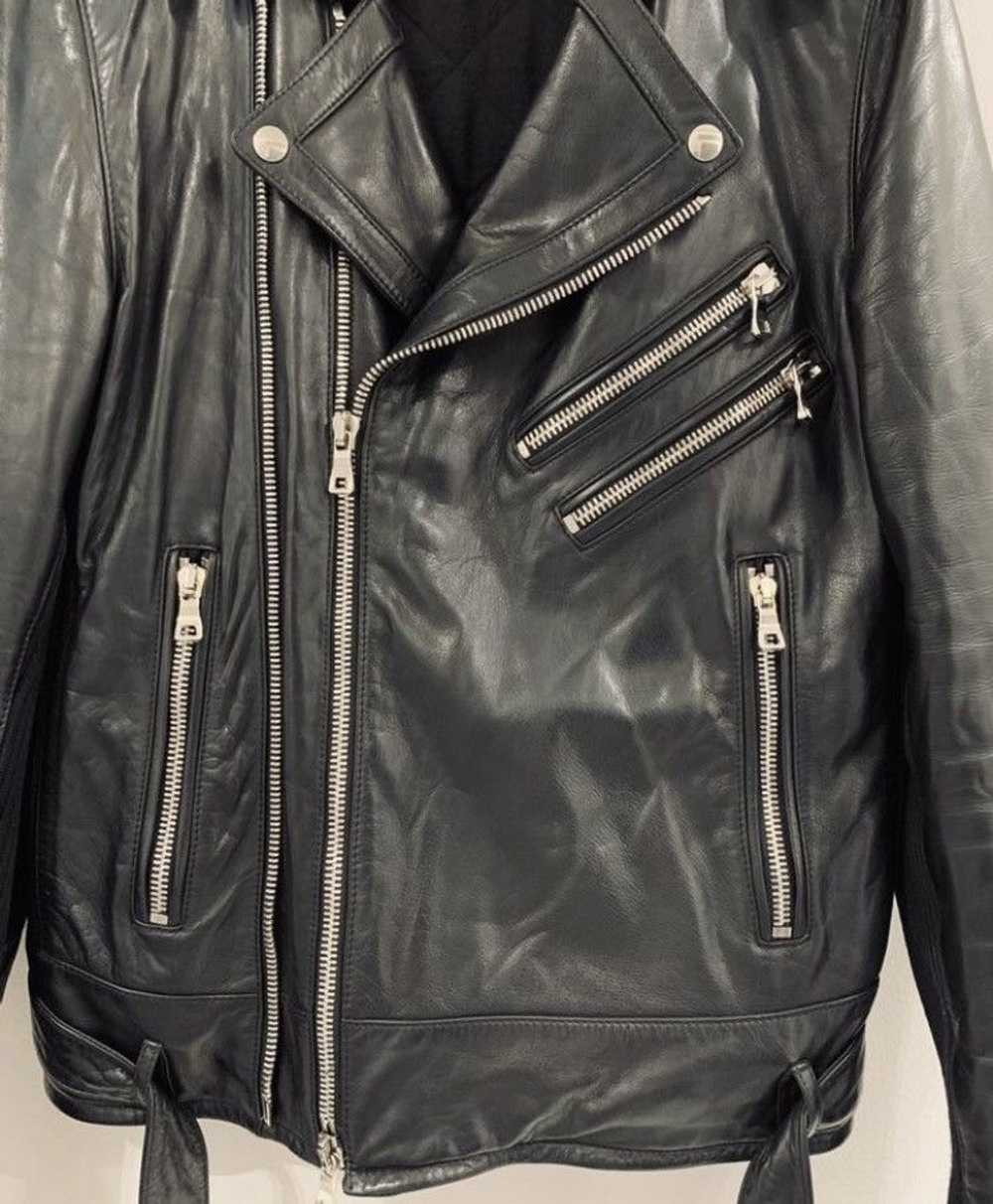 Balmain Balmain Leather Zip Up Detail Moto Jacket - image 2