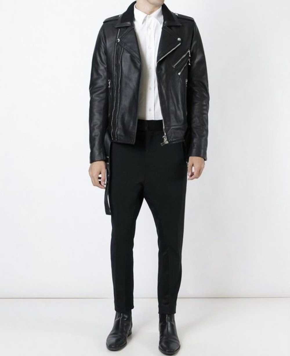 Balmain Balmain Leather Zip Up Detail Moto Jacket - image 5