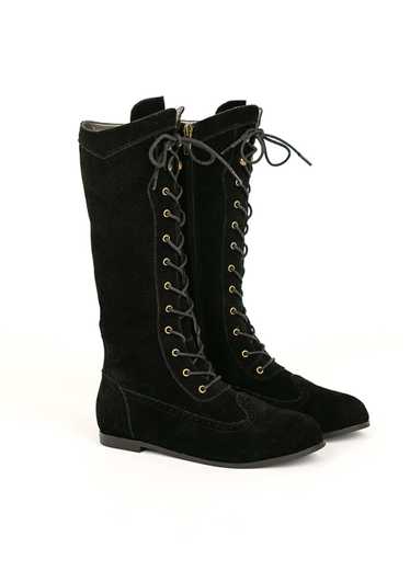 Joyfolie Aelin Leather Boot in Distressed Black