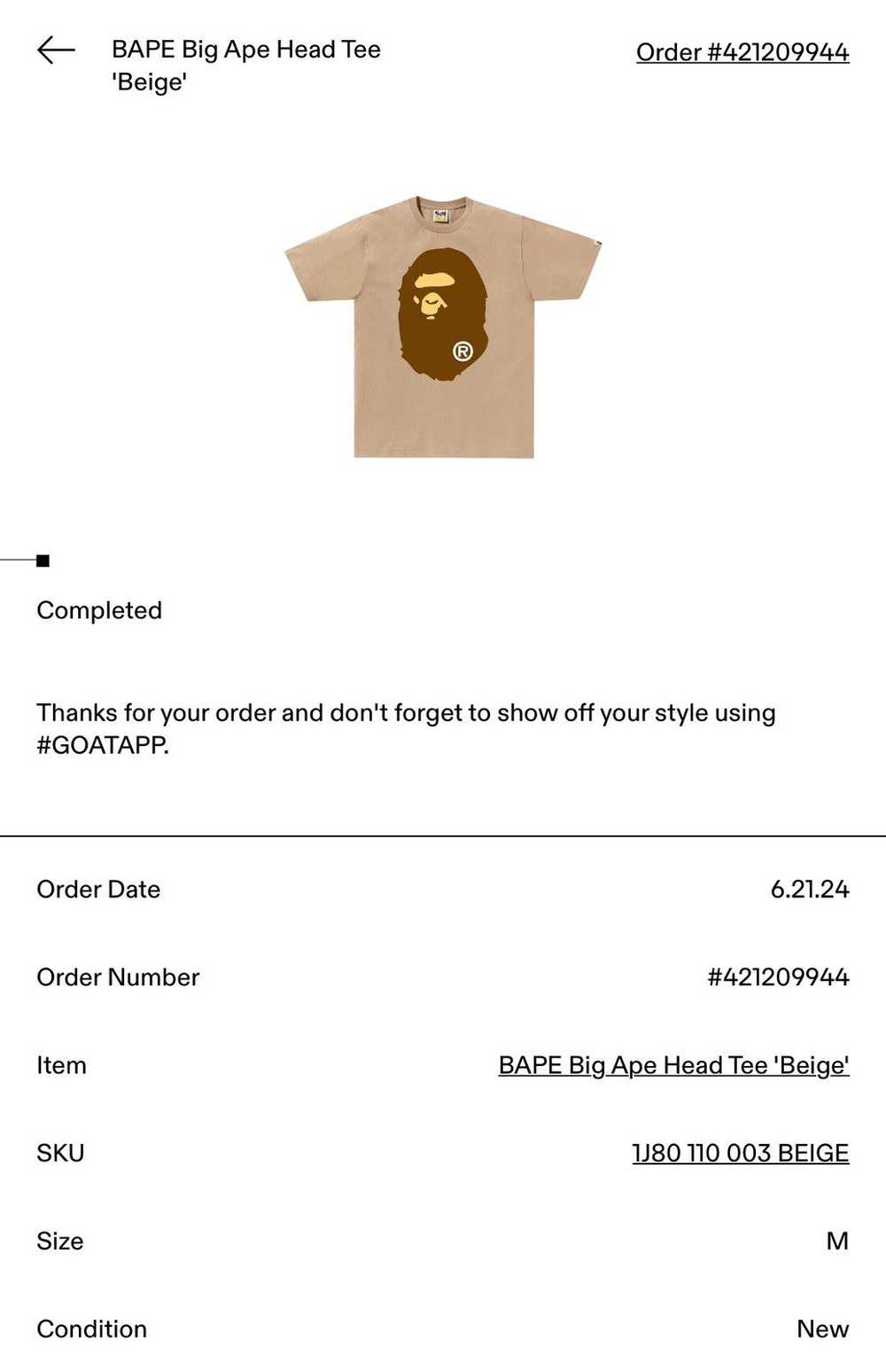 Bape BAPE Big Ape Head Tee 'Beige' - image 6