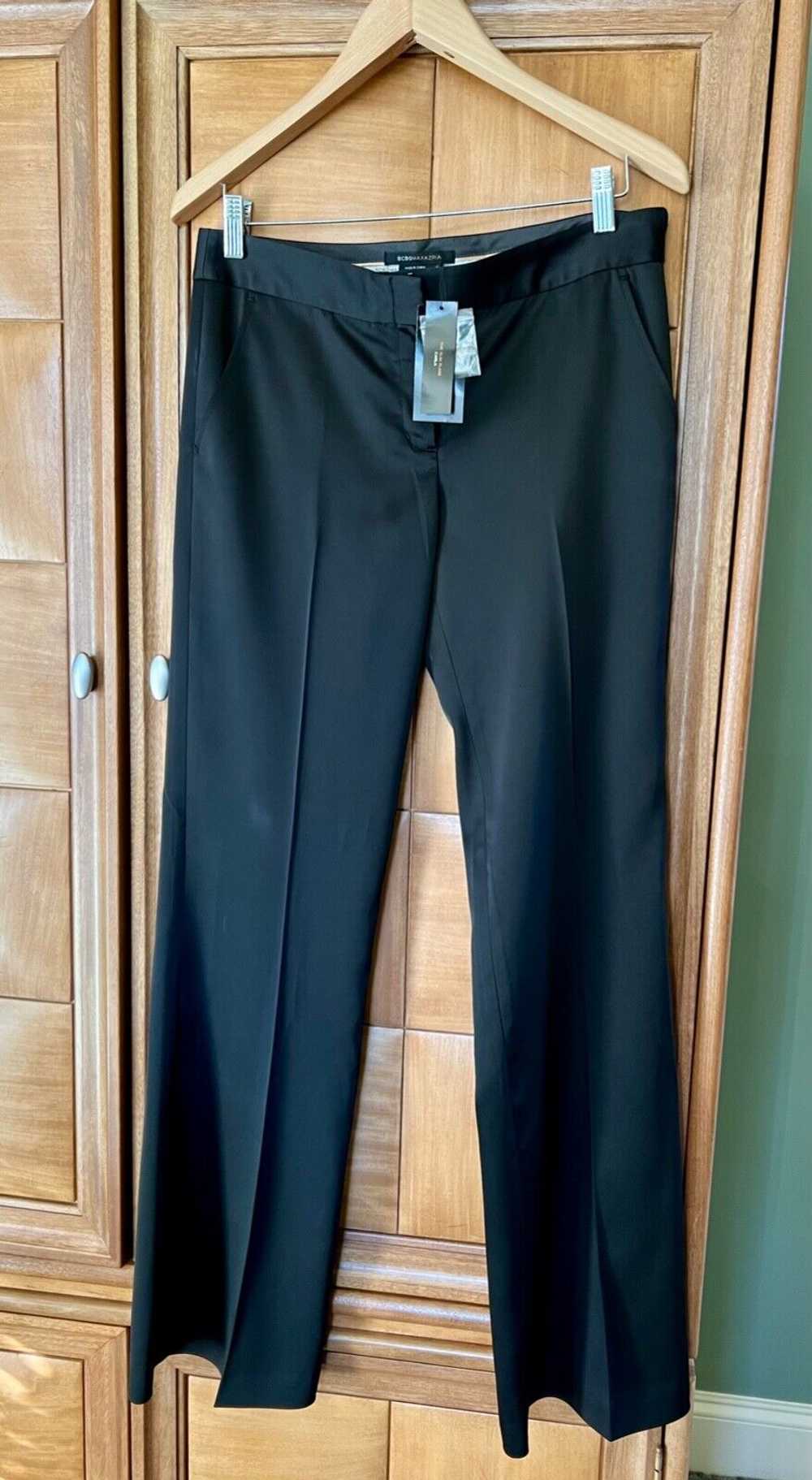 BCBG MAXAZRIA black satin Slim Flare Carla pants … - image 1