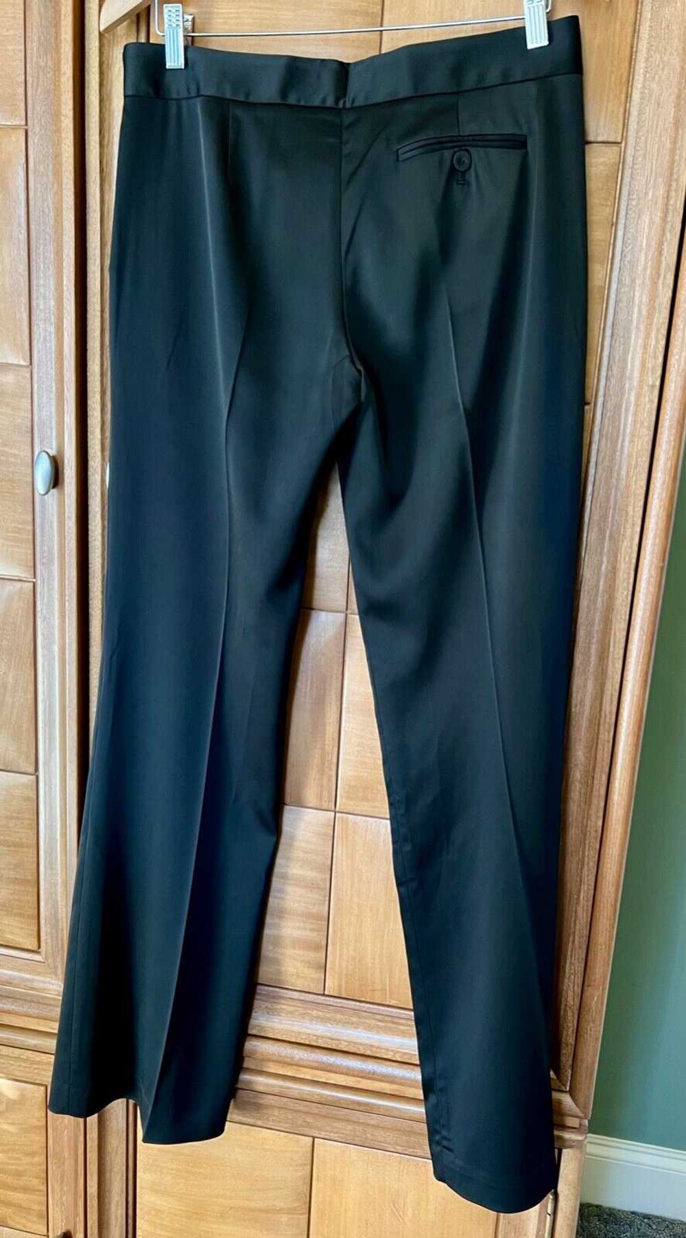 BCBG MAXAZRIA black satin Slim Flare Carla pants … - image 2