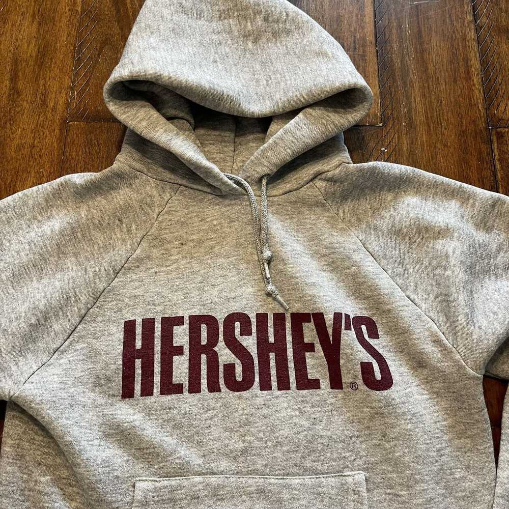 Vintage Vtg Hersheys Sweatshirt Hoodie 70s Gray T… - image 3