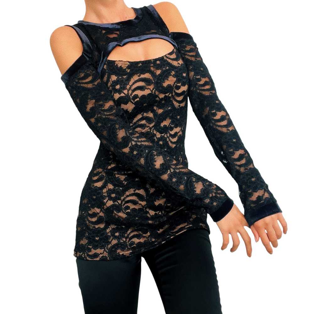 Lacy Black Cutout Top (M) - image 2