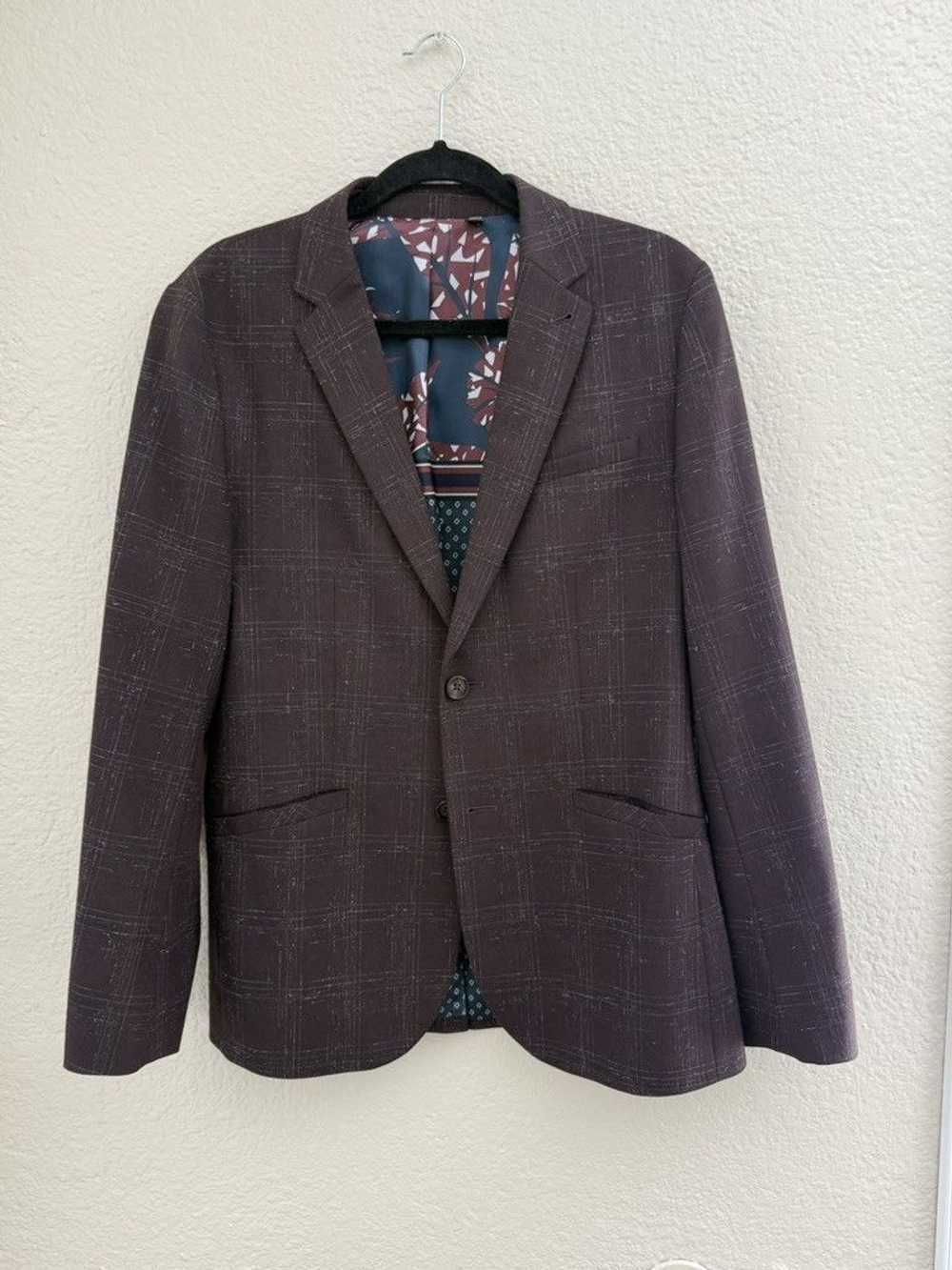 Ted Baker Maroon WIndowpane Blazer - image 1