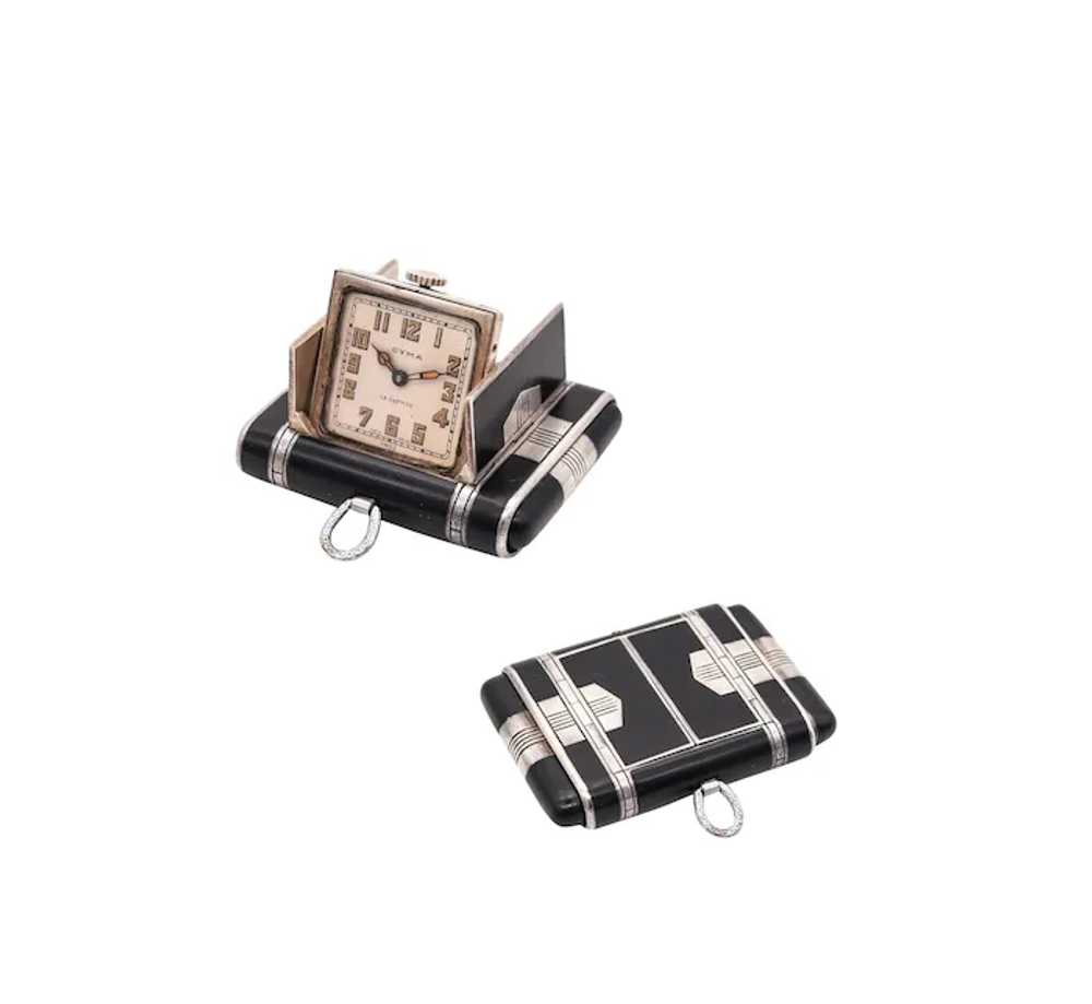 CYMA 1929 Art Deco Enameled La Captive Squeeze Tr… - image 12