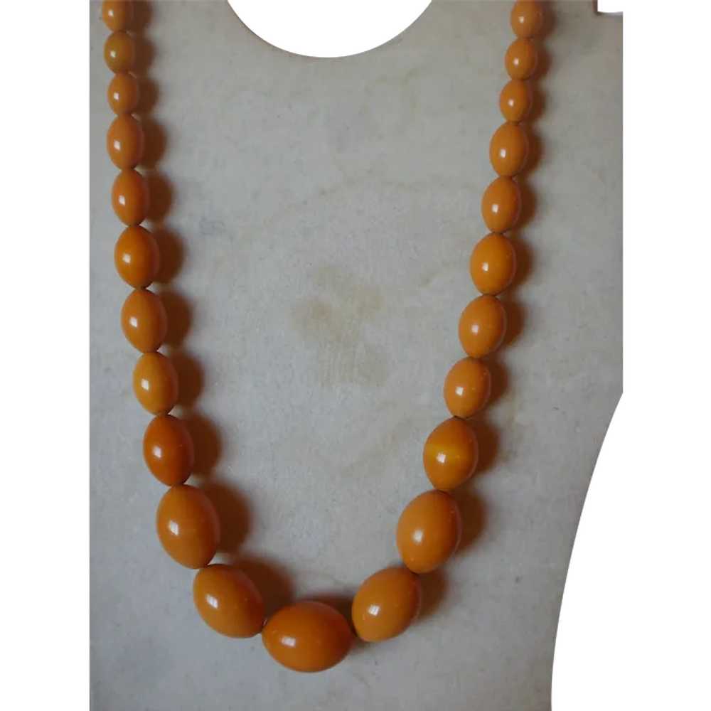 Vintage Butterscotch  Bakelite Big Bead 24" Neckl… - image 1