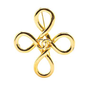 Gold Chanel Gold Plated CC Infinity Brooch