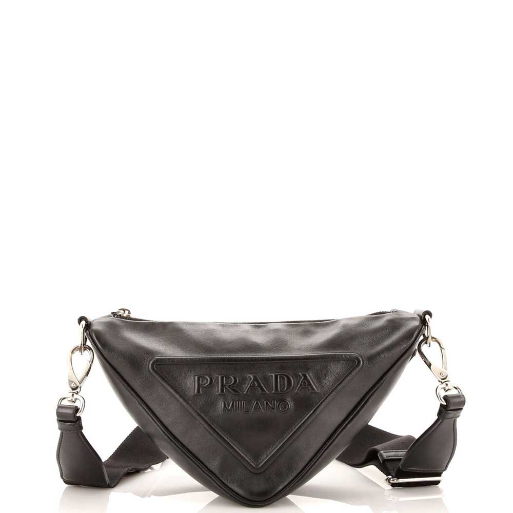 PRADA Triangle Logo Zip Crossbody Bag Embossed Gr… - image 1