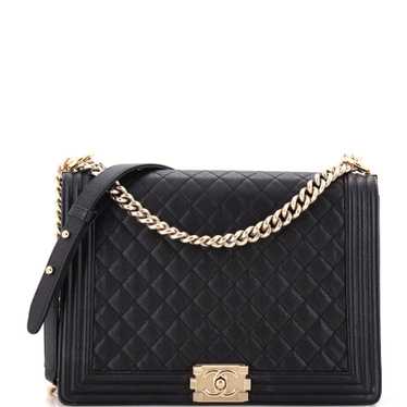 CHANEL Boy Flap Bag Quilted Caviar Large