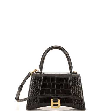 Balenciaga Hourglass Top Handle Bag Crocodile Embo