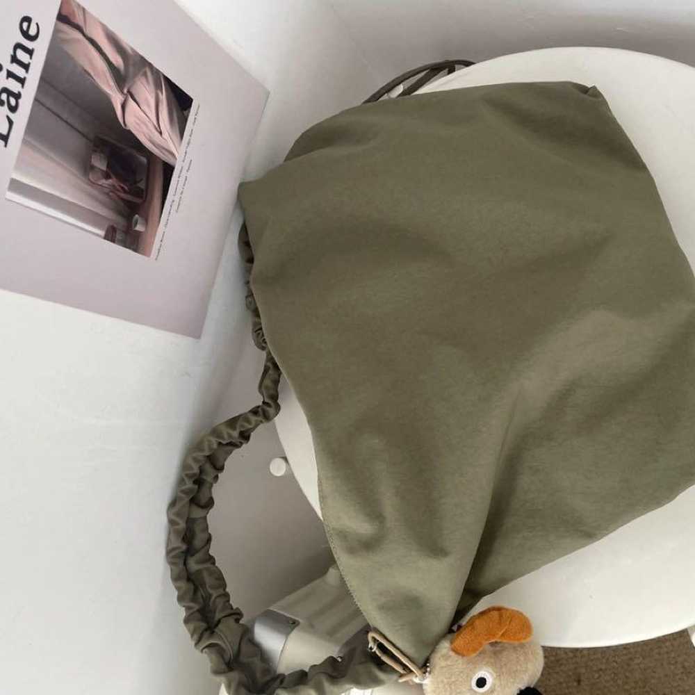 Olive Green Eco Bag with Plush Toy Attached - image 1