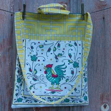 Rooster Print Vintage Towel Recycled Tote Bag - image 1