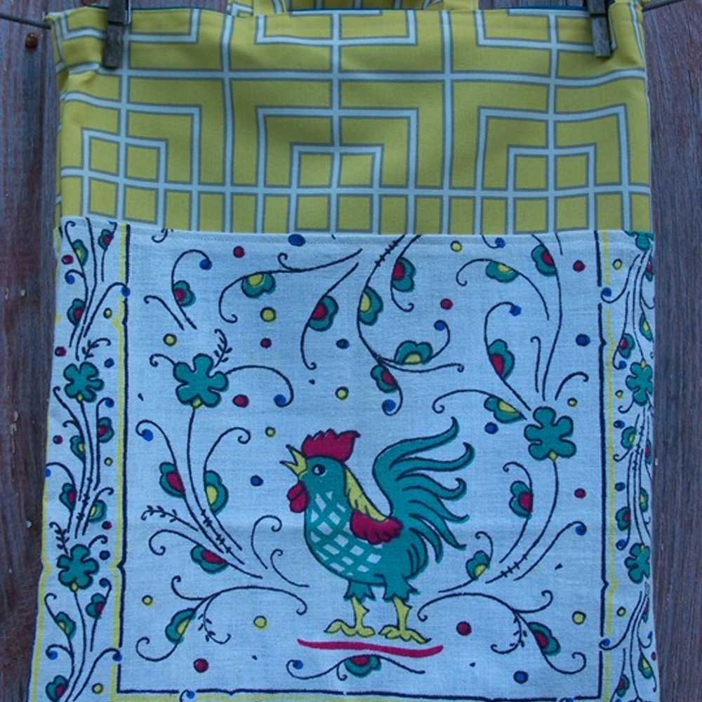 Rooster Print Vintage Towel Recycled Tote Bag - image 2