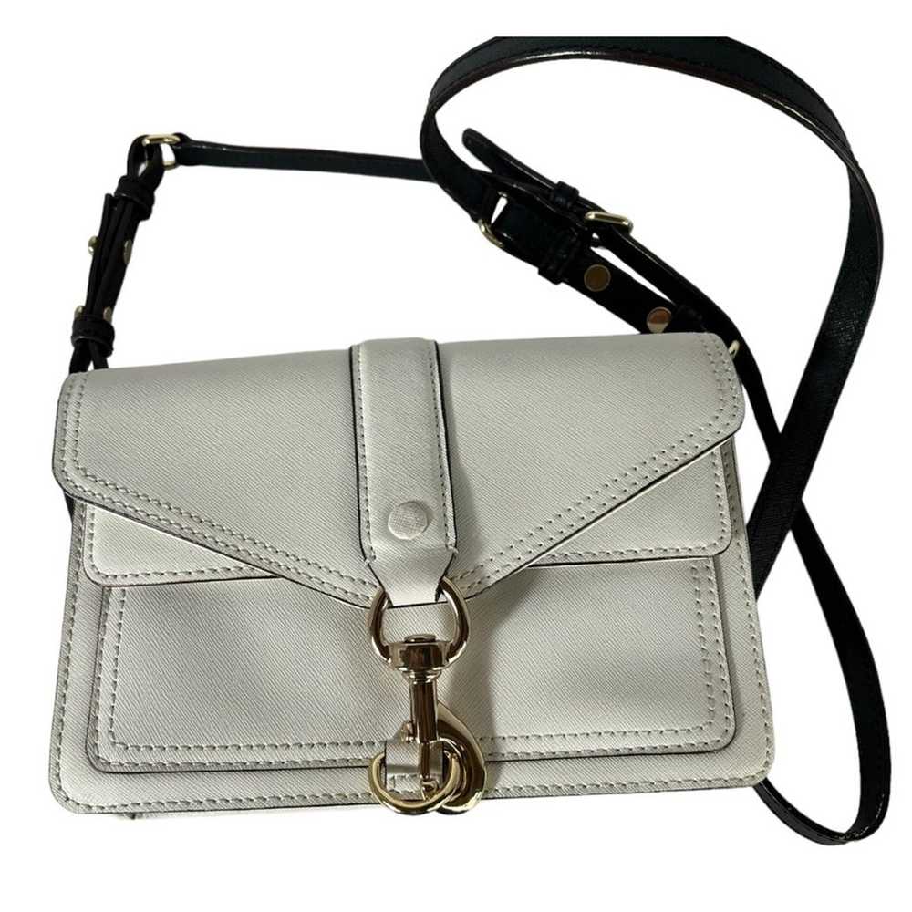 Rebecca Minkoff White Saffiano Leather Mini Moto … - image 3